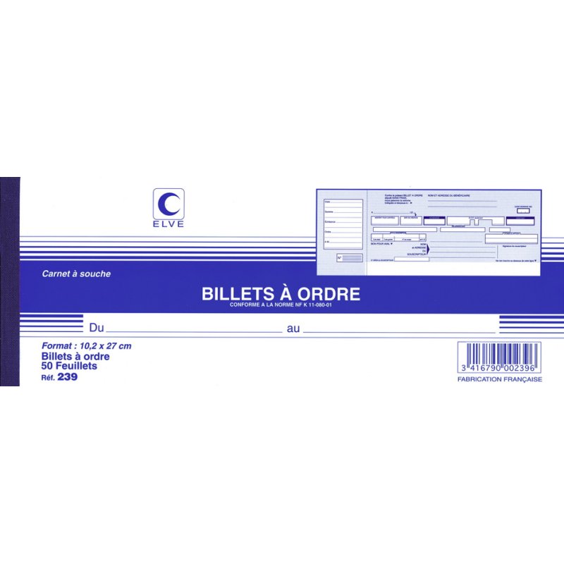 ELVE orderboekje Wisselorders, blauw, 102×270 mm, 50 vel, met doorslag