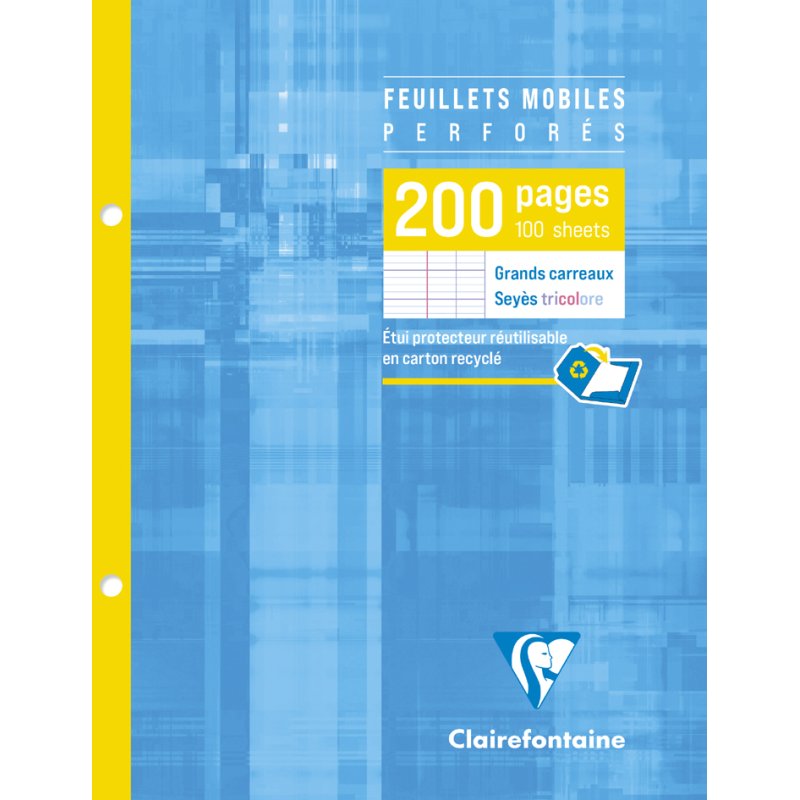 Clairefontaine cahiers détachables perforés, 170×220 mm, quadrillé 5×5 mm, 100 pages
