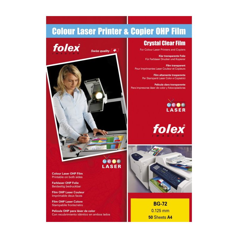 FOLEX transparante laserfolie A3, kleurenprinters, beidsijdig bedrukbaar, 50 vel