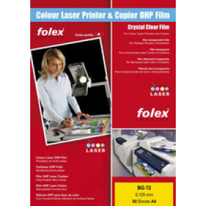 FOLEX transparante laserfolies A4, kleurenprinters, 125 my polyester, 50 vel