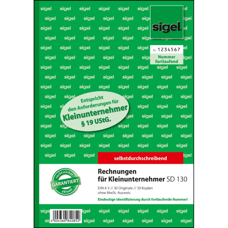 sigel form book Accounts SD130, white, A5, self-copying, 2 x 30 sheets