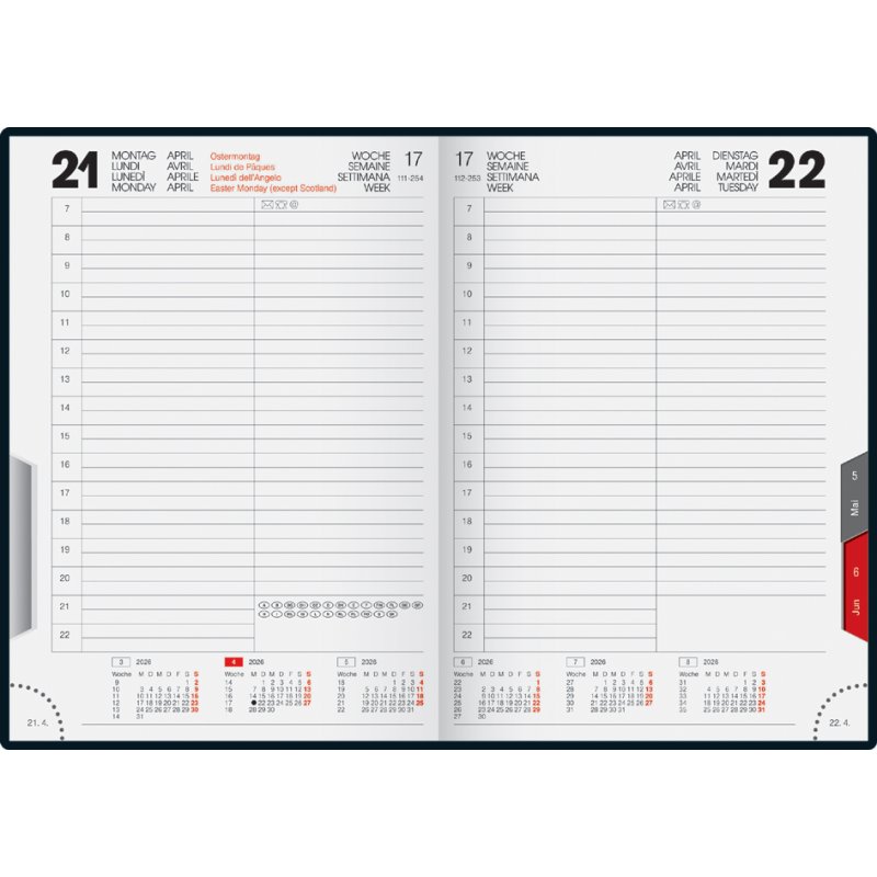 rido idé Calendrier de bureau ROMA 1, 142×200 mm, noir