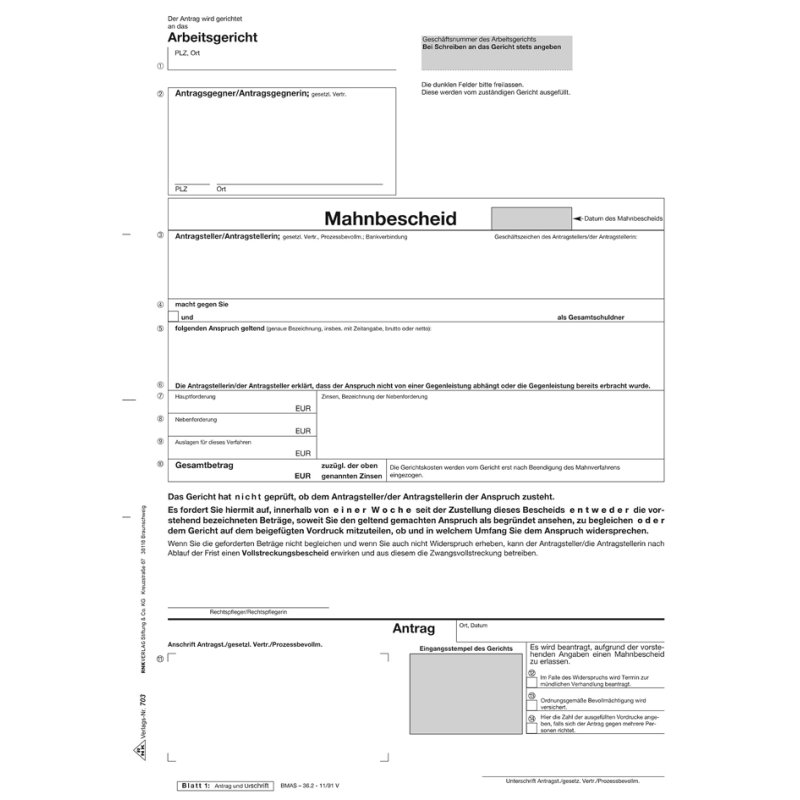 RNK Verlag application form for a payment order, A4, self-copying, 25 pieces