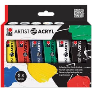 Marabu Artist Acryl verfset, 6 kleuren, 6 x 22 ml