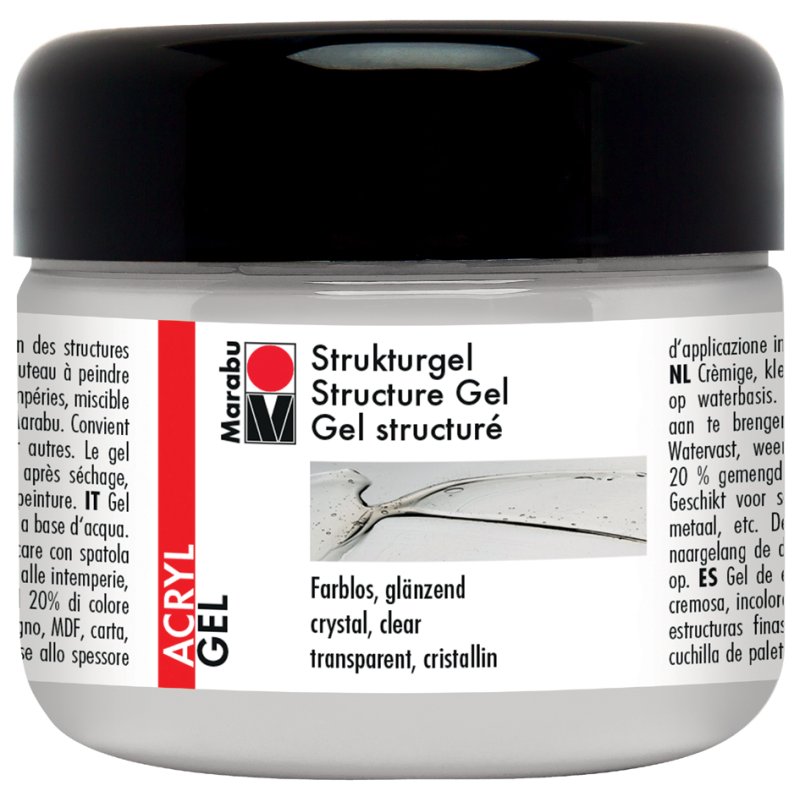 Marabu structuurgel, kleurloos glanzend, 225 ml