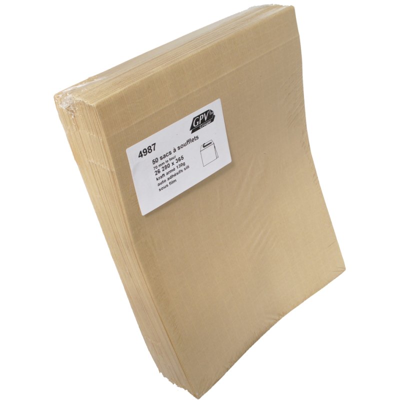 GPV enveloppe d'expédition avec pli, 300 × 470 mm, brun, 50 pièces