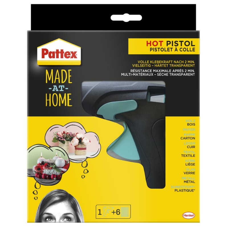 Pattex heetklijmpistool HOT PISTOL Made at Home, zwart/groen, inclusief 6 lijmsticks