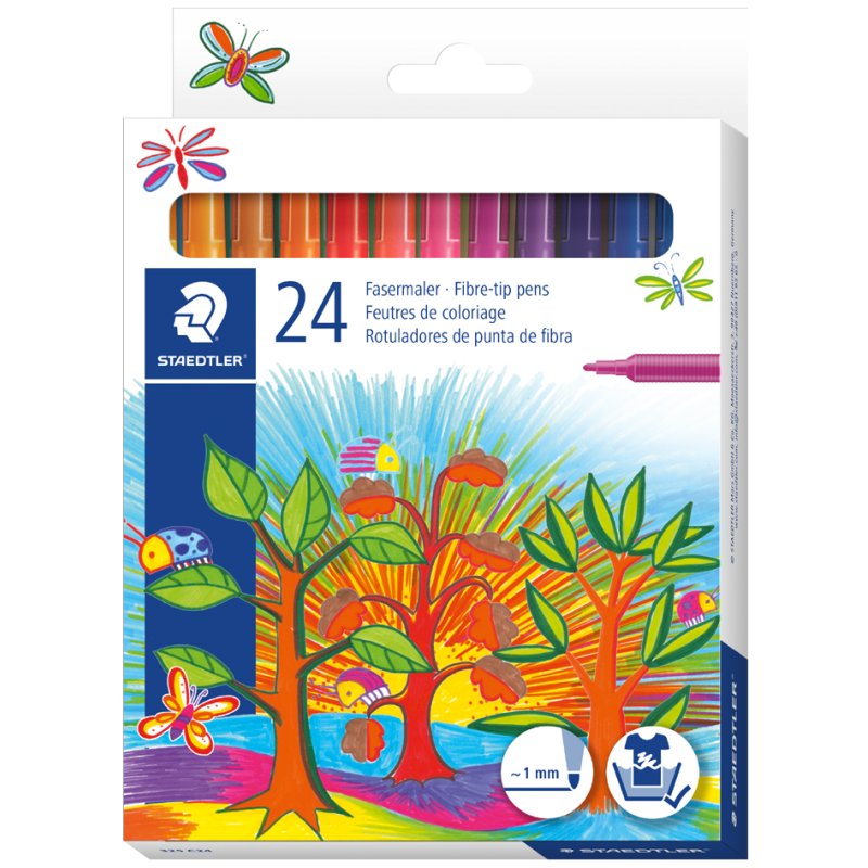 STAEDTLER Noris felt-tip pens, 1.0 mm, washable, 24 pieces