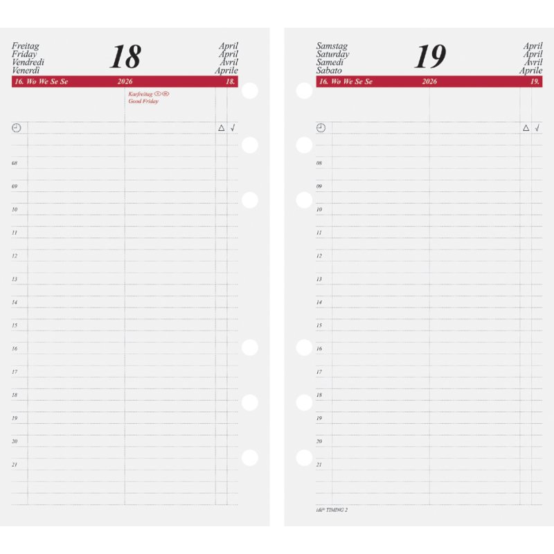 rido idé planner Timing 2, A6, noir, cuir synthétique