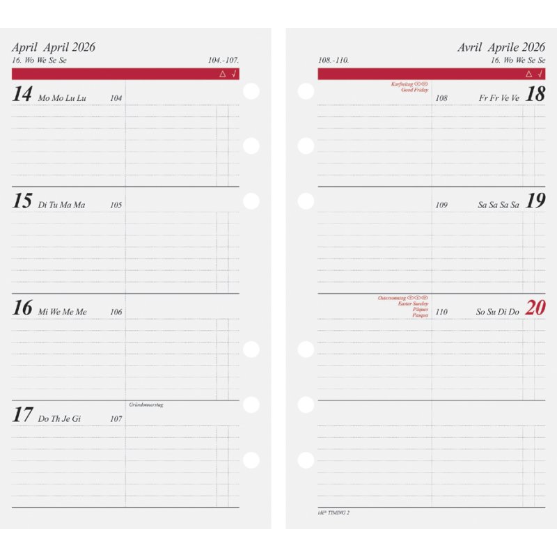 rido idé planner Timing 2, A6, noir, cuir synthétique