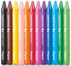 Maped krijtwaskrijtjes Color'Peps, driehoekig, kleurrijk gesorteerd, 12 stuks