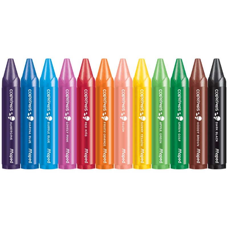 Maped mes premiers gros crayons de couleur lavables, triangulaire, assorties, 12 pièces