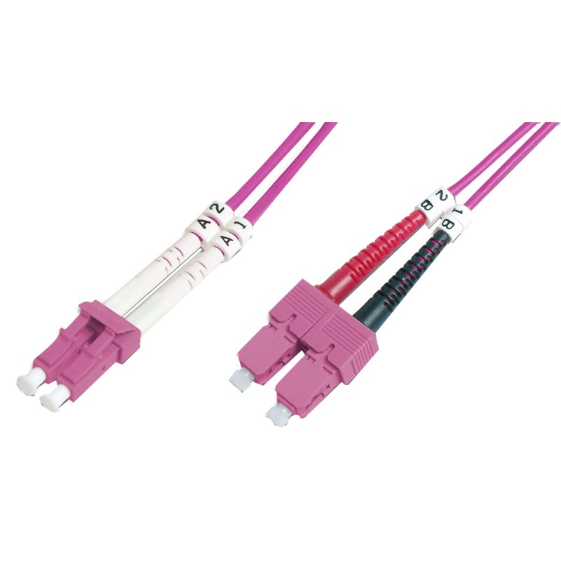DIGITUS câble de brassage fibre optique LC-Duplex vers SC-Duplex, OM4, 3 m, violet erika