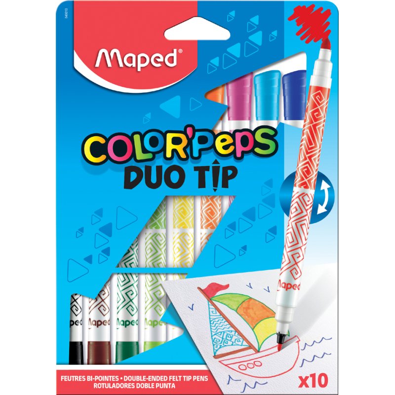 Maped viltstift COLOR'PEPS DUOPUNT, double pointe, lavable, 10 pièces