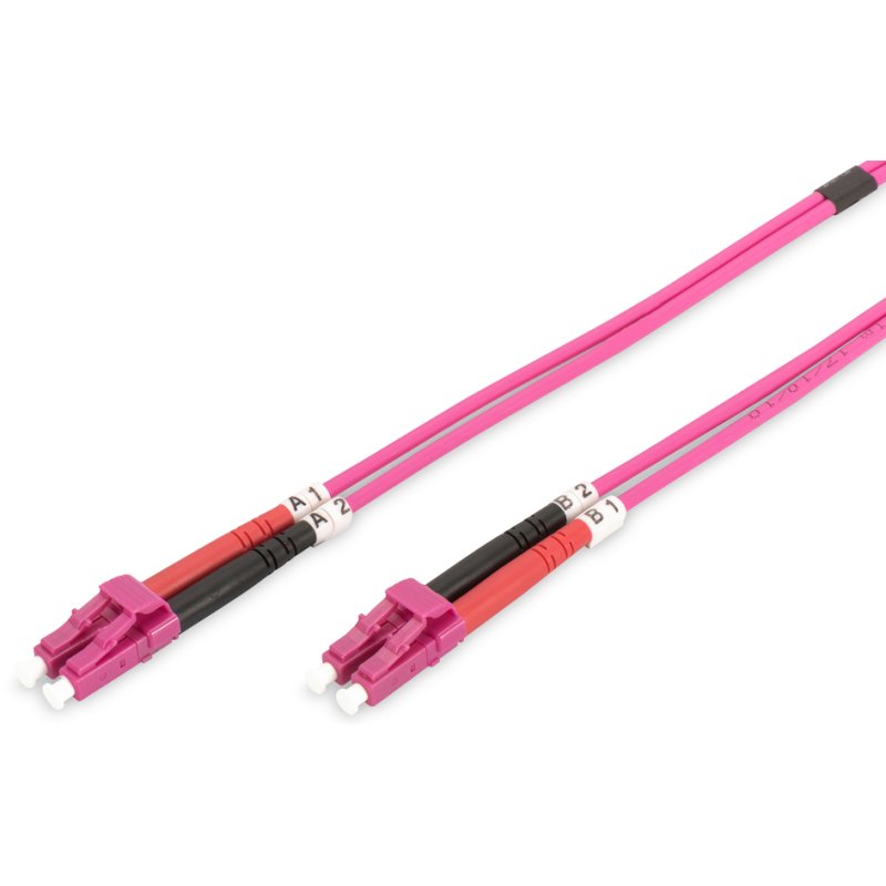 DIGITUS câble de raccordement fibre optique LC-duplex vers LC-duplex, OM4, violet erika, 5 mètres