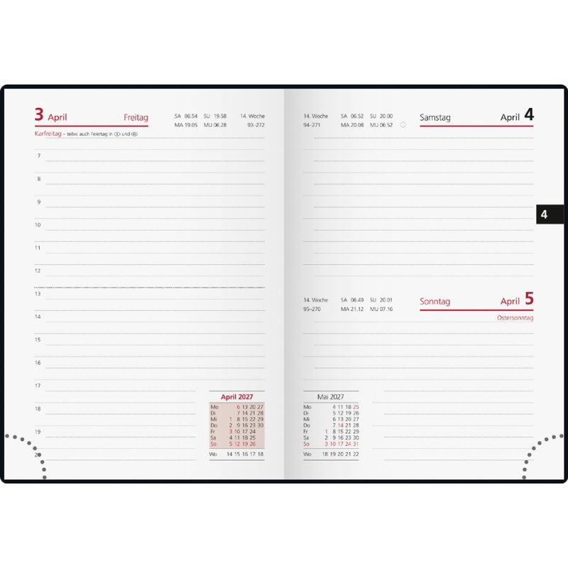 rido idé agenda de poche Techni, noir, 100×140 mm