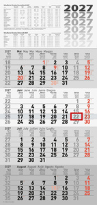 rido idé Wandkalender quattroplan, 4-maandkalender, 300 × 650 mm