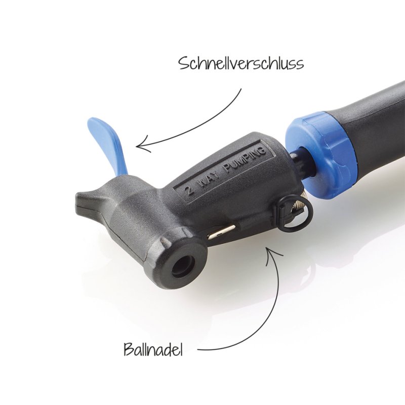FISCHER mini pompe à vélo, tous types de valves, fonction double-hub, 200 mm