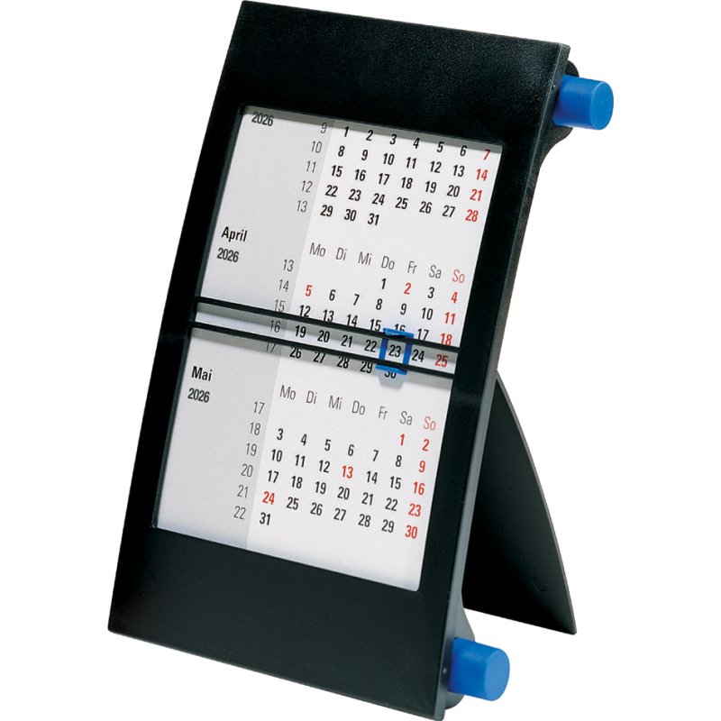 Rido idé Calendrier de bureau 3 mois, noir/rouge, 110 x 183 mm