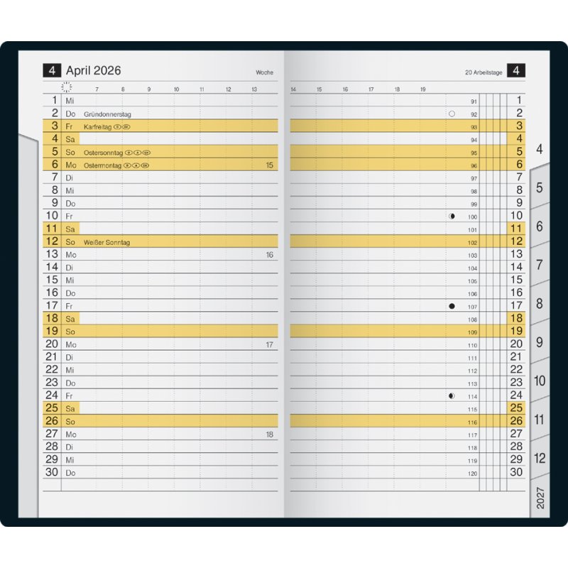 rido idé Taschenkalender M-Planner 2027, zwart, 87×153 mm