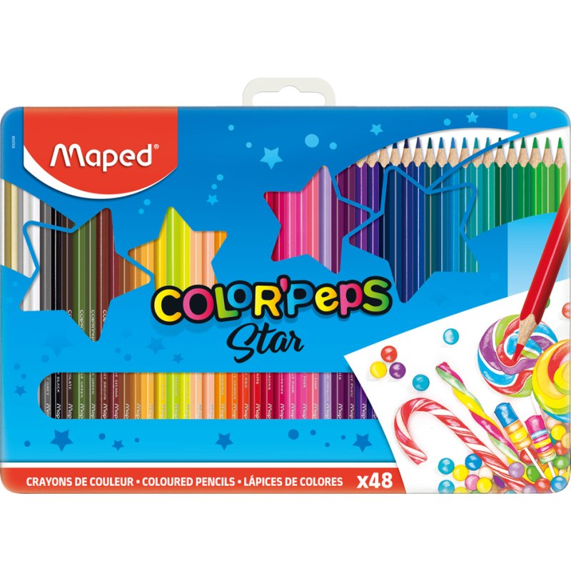 Maped COLOR'PEPS colouring pencils, triangular, 48 pieces, metal tin