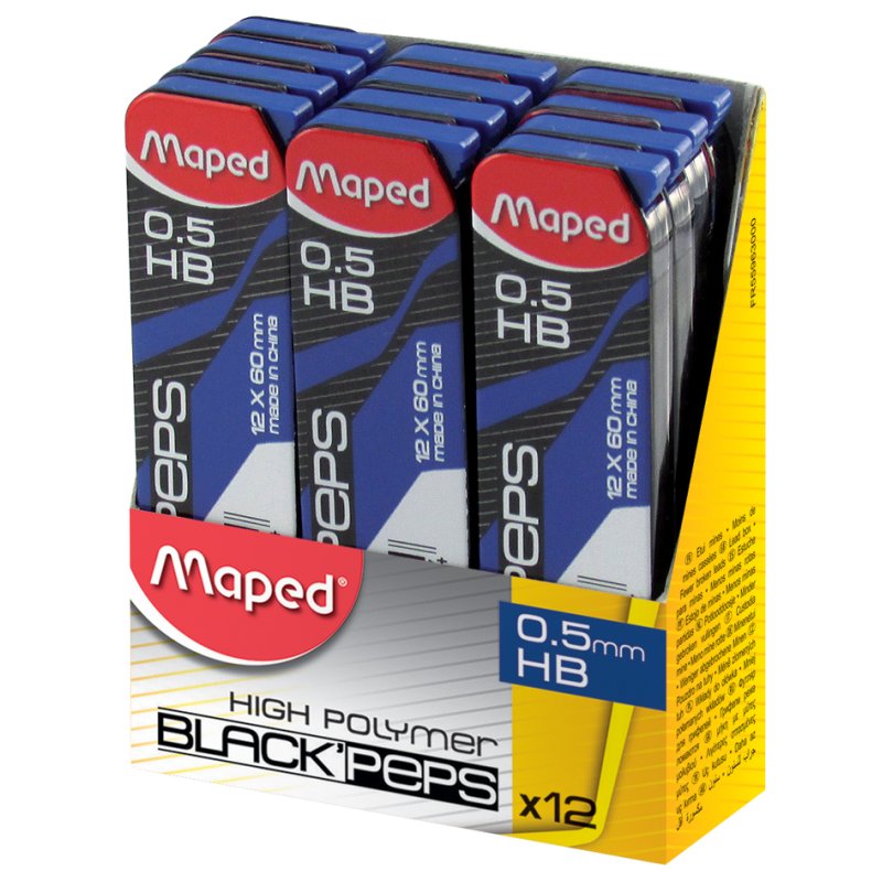 Maped pencil lead refills, black, HB