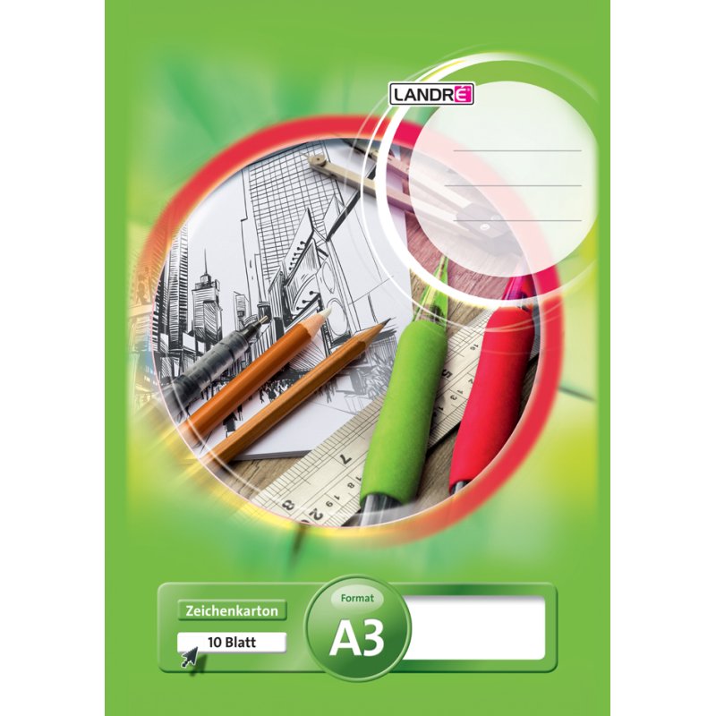 LANDRÉ bloc papier à dessin A3, blanc, 190 g/m², 10 feuilles