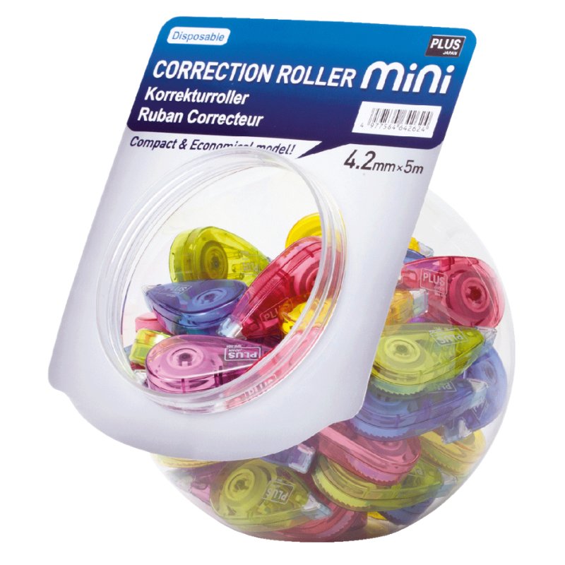 PLUS JAPAN correctieroller mini, 4,2 mm × 5 m, display 50 stuks