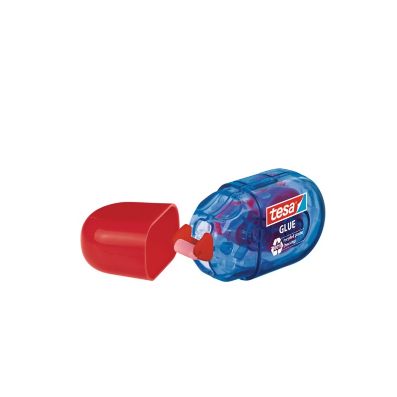 tesa ecoLogo rouleau de colle jetable permanent, 5 mm × 6 m, bleu-translucide