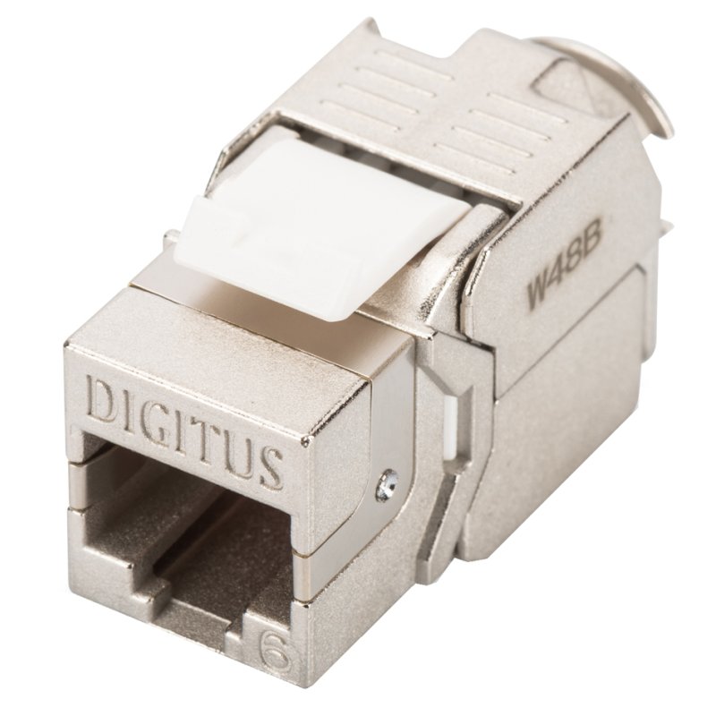 DIGITUS Keystone module, grey, tool-free installation, gold-plated contacts