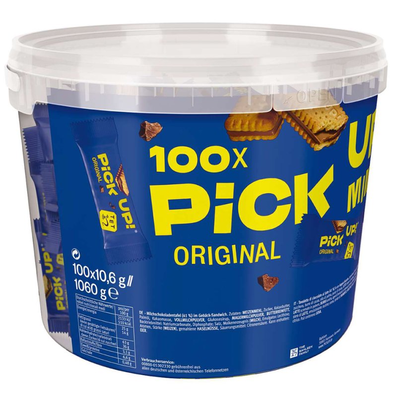 PiCK UP! Choco Minis koekjesrepen, voordeelverpakking, 100 stuks à 10 g