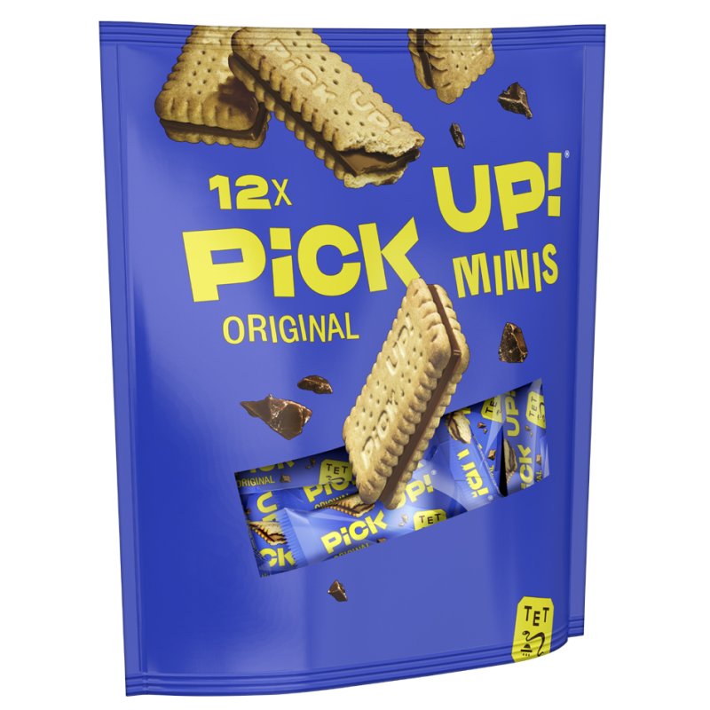 PiCK UP! choco mini koekjesrepen, 12 stuks à 10 g, zakje