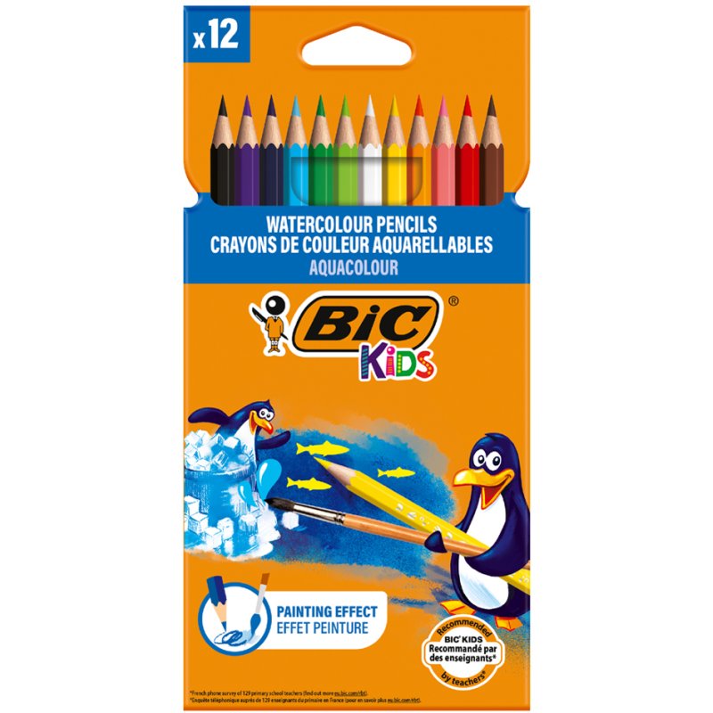 BIC KIDS aquarel kleurpotloden Aquacouleur, uitwasbaar, 12 stuks