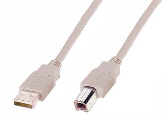 DIGITUS USB 2.0 kabel, USB-A naar USB-B, beige, 1,8 meter