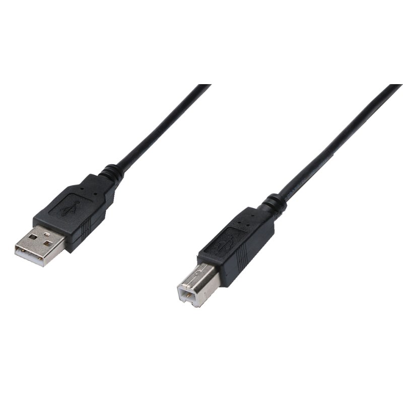 DIGITUS Câble USB 2.0, USB-A vers USB-B, noir, 3,0 mètre
