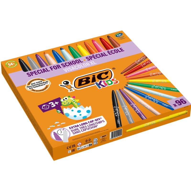 BIC KIDS viltstiften Visacolor XL ecolutions, uitwasbaar, 1,3 mm, 96 stuks