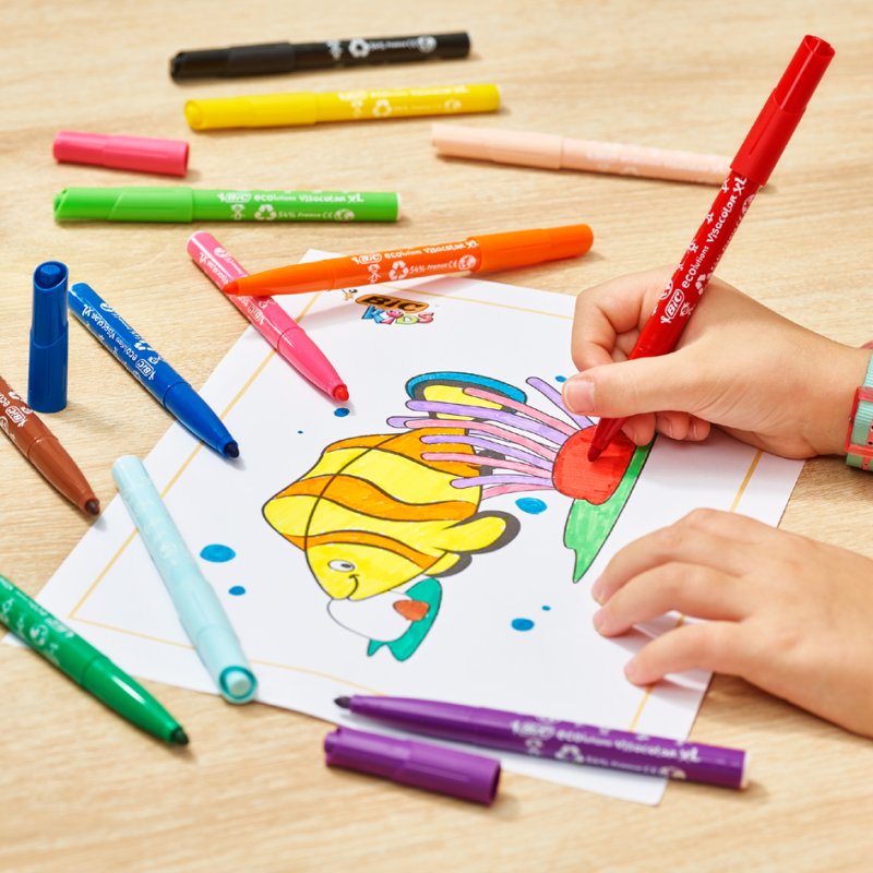 BIC KIDS viltstiften Visacolor XL ecolutions, uitwasbaar, 1,3 mm, 96 stuks