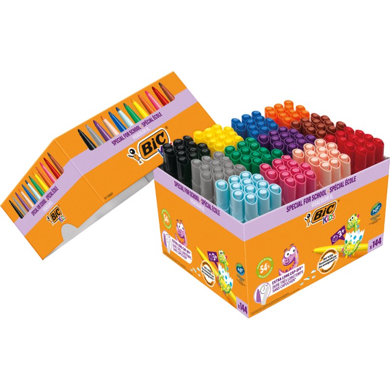 BIC Kids kleurstiften Visacolor XL, 1,3 mm, uitwasbaar, 144 stuks
