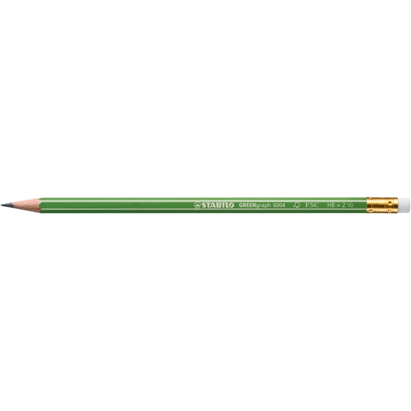 STABILO crayon GREENgraph hexagonal, HB, avec gomme, vert avec rayures blanches