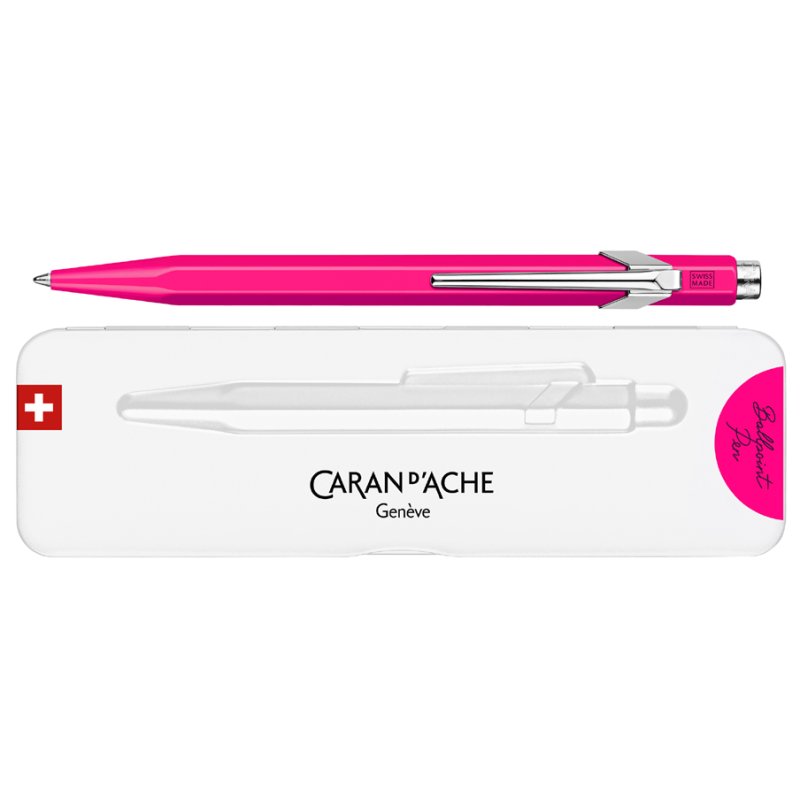 CARAN D'ACHE 849 Fluo Line stylo à bille, rechargeables, blanc, bleu