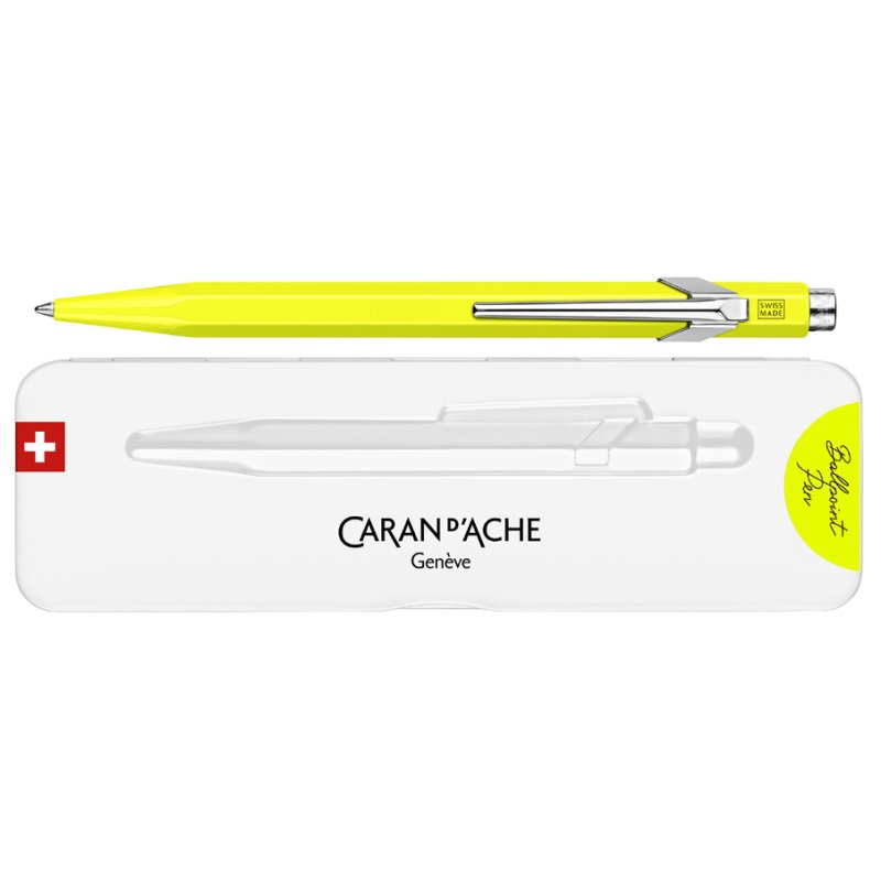 CARAN D'ACHE 849 Fluo Line stylo à bille, rechargeables, blanc, bleu