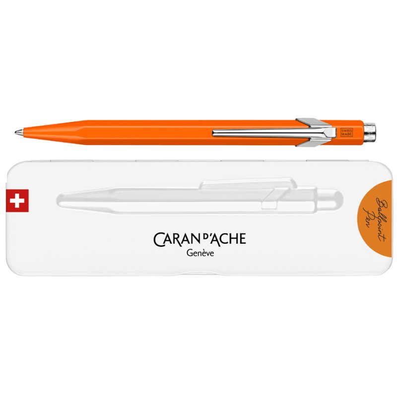CARAN D'ACHE 849 Fluo Line stylo à bille, rechargeables, blanc, bleu