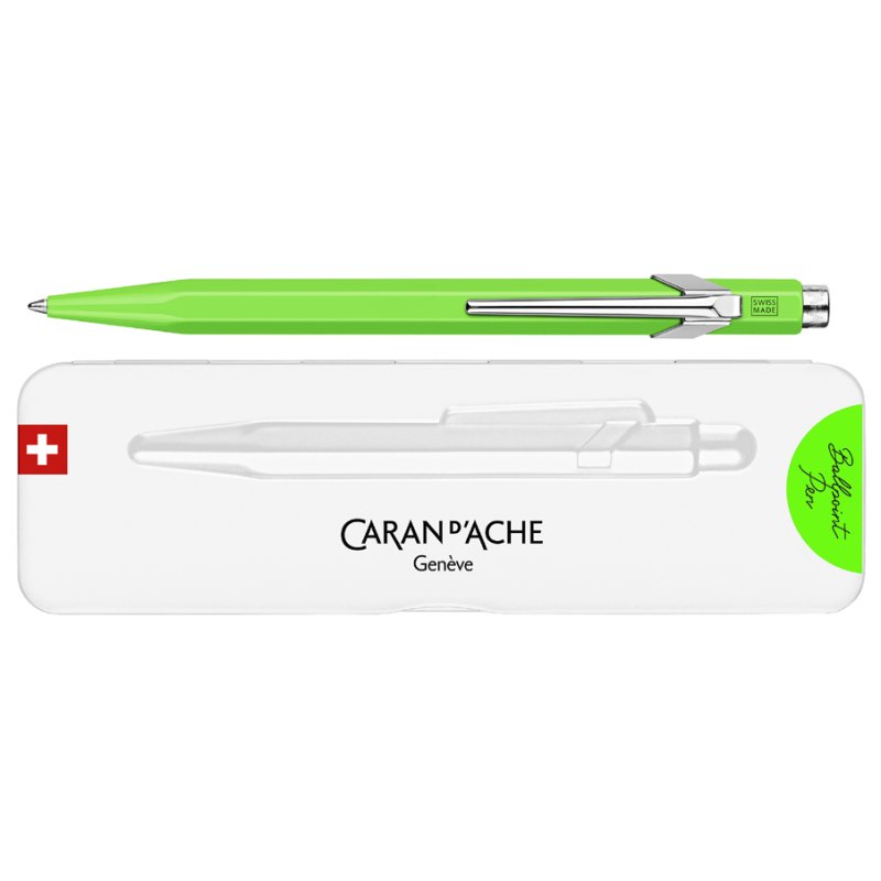 CARAN D'ACHE 849 Fluo Line stylo à bille, rechargeables, blanc, bleu