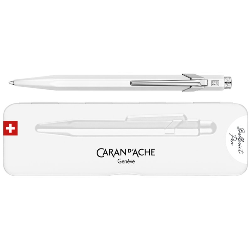 CARAN D'ACHE 849 Fluo Line stylo à bille, rechargeables, blanc, bleu