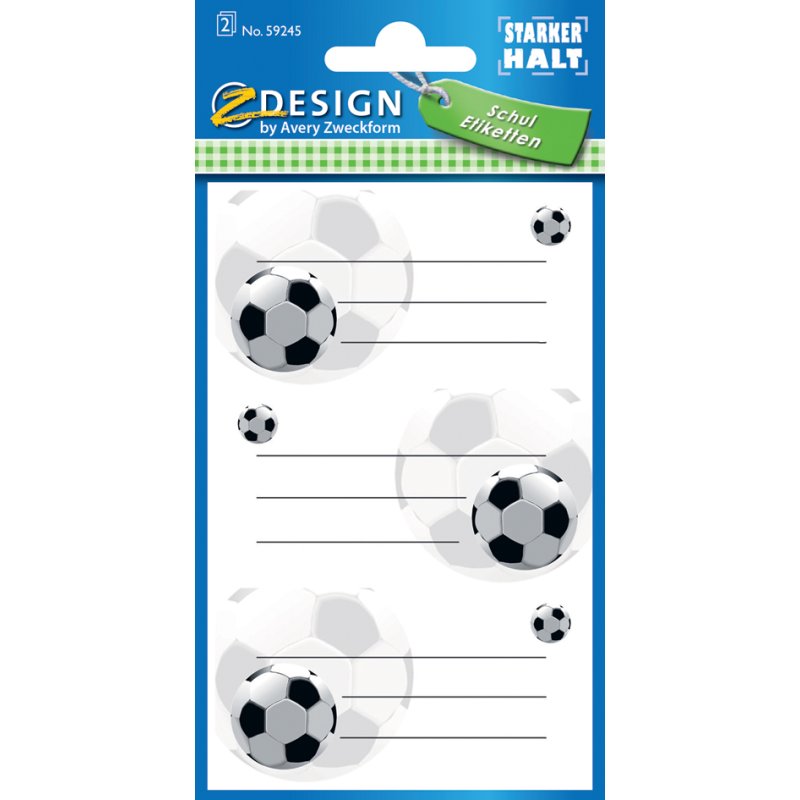 AVERY Zweckform boekstickers voetbaltor thema, beschriftbaar papier, 3 vel à 3 etiketten