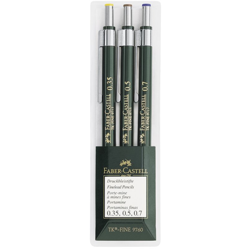 Faber-Castell TK-Fine 9760 mechanical pencil set, 0.35/0.5/0.7 mm, 3 pieces