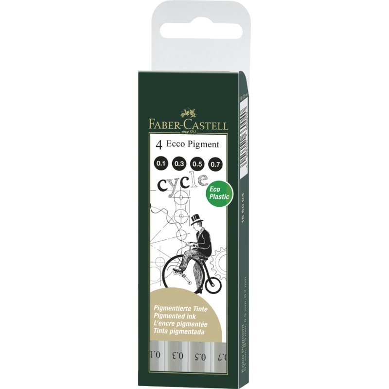FABER-CASTELL pigmentliner ECCO PIGMENT, noir, 8 pièces