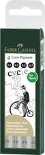 Faber-Castell fineliner pigmentliner ECCO PIGMENT, zwart, 4 stuks, 0,1-0,7 mm
