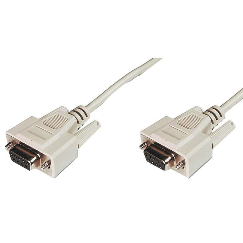 DIGITUS 9-pins Sub-D kabel, aansluiting naar aansluiting, beige, 2,0 meter