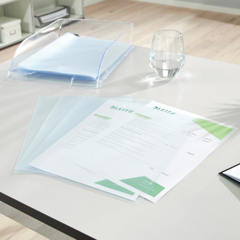LEITZ pochettes de documents Standard A4, transparent grainé, PP structuré 0,13 mm, 100 pièces